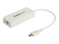 StarTech.com Adaptador de Red Ethernet USB-C con un Puerto USB 3.0 - Dongle LAN USB 3.1 Tipo C - Blanco - (US1GC301AUW) - adaptador de red - USB-C - Gigabit Ethernet + USB 3.1 Gen 2