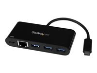 StarTech.com Adaptador Multipuertos USB-C de Red Ethernet con Hub de 3 Puertos USB 3.0 y Entrega de Potencia - adaptador de red - USB-C - Gigabit Ethernet