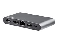 StarTech.com Adaptador Multipuertos USB-C - Dos Monitores - Windows - USB Tipo C a DisplayPort Doble de 4K - 2x USB-A - PD 3.0 100W - GbE (DK30C2DAGPD) - estación de conexión - USB-C - 2 x DP - GigE