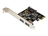 StarTech.com Adaptador Tarjeta Controladora PCI Express PCI-E 2 Puertos USB 3.0 Externos con Alimentación SATA - 2x USB A - Hub Interno - adaptador USB - PCIe - USB 3.0 x 2