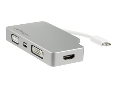  STARTECH.COM  Adaptador USB C Multipuertos de Vídeo HDMI, VGA, Mini DisplayPort o DVI - Convertidor USB Tipo C de Monitor a HDMI 1.4 o mDP 1.2 (4K) - VGA o DVI (1080p) - Aluminio Plata (CDPVGDVHDMDP) - adaptador de vídeo - Mini DisplayPort / HDMI / DVI / VGA - 10.5 cmCDPVGDVHDMDP