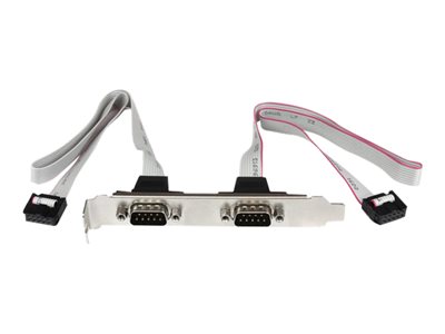  STARTECH.COM  Cabezal Bracket de 2 puertos COM de Serie Serial para conectar en Placa Base - 2x DB9 Macho - 2x IDC10 Hembra - panel serie - DB-9 a 10 PPLATE9M2P16