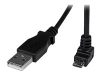 StarTech.com Cable Adaptador 2m USB A Macho a Micro USB B Macho Acodado en Ángulo hacia Abajo para Teléfono Móvil Smartphone Datos - Negro - cable USB - Micro-USB tipo B a USB - 2 m