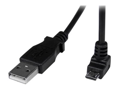  STARTECH.COM  Cable Adaptador 2m USB A Macho a Micro USB B Macho Acodado en Ángulo hacia Abajo para Teléfono Móvil Smartphone Datos - Negro - cable USBUSBAUB2MD