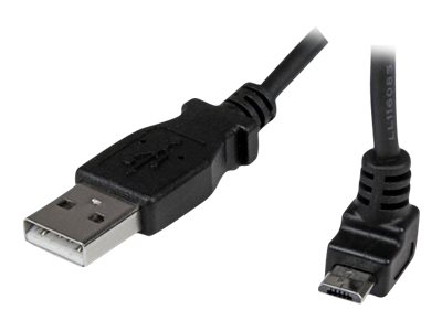 STARTECH.COM  Cable Adaptador 2m USB A Macho a Micro USB B Macho Acodado en Ángulo hacia Arriba para Teléfono Móvil Smartphone Datos Negro - cable USBUSBAUB2MU