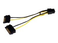 StarTech.com Cable Adaptador de 15cm de Alimentación SATA a Conector Hembra de 6 Pines de Corriente de Tarjeta Gráfica PCI Express PCIe - cable de alimentación - alimentación SATA a alimentación PCIe de 6 patillas - 15 cm