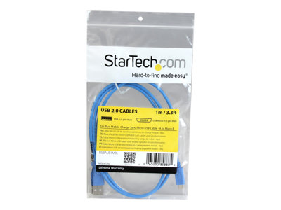  STARTECH.COM  Cable Adaptador de 1m USB A Macho a Micro USB B Macho Delgado para Teléfono Móvil y Tablets - Azul - cable USB - Micro-USB tipo B a USB -USBAUB1MBL