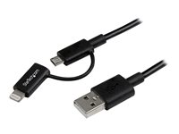 StarTech.com Cable de 1m Apple Lightning o Micro USB a USB para iPod iPhone iPad - Negro - cable de carga / datos - Lightning / USB - 1 m