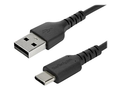  STARTECH.COM  Cable de 1m de Carga USB A a USB C - de Carga Rápida y Sincronización Rápida USB 2.0 a USB Tipo C - Revestimiento TPE de Fibra de Aramida M/M 3A Negro - S10, iPad Pro, Pixel (RUSB2AC1MB) - cable USB de tipo C - USB a USB-C - 1 mRUSB2AC1MB