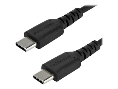  STARTECH.COM  Cable de 1m de Carga USB C - de Carga Rápida y Sincronización USB 2.0 Tipo C a USB C para Portátiles - Revestimiento TPE de Fibra de Aramida M/M 60W Negro - iPad Pro Surface (RUSB2AC1MB) - cable USB de tipo C - USB-C a USB-C - 1 mRUSB2CC1MB