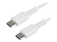 StarTech.com Cable de 1m de Carga USB C - de Carga Rápida y Sincronización USB 2.0 Tipo C a USB C para Portátiles - Revestimiento TPE de Fibra de Aramida M/M 60W Blanco - iPad Pro Surface (RUSB2AC1MW) - cable USB de tipo C - USB-C a USB-C - 1 m