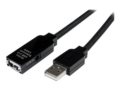  STARTECH.COM  Cable de 25m USB 2.0 Hi Speed de Extensión Activo Macho a Hembra - Alargador Extensor Amplificado - Negro - cable alargador USB - USB a UUSB2AAEXT25M