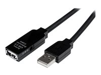 StarTech.com Cable de 25m USB 2.0 Hi Speed de Extensión Activo Macho a Hembra - Alargador Extensor Amplificado - Negro - cable alargador USB - USB a USB - 25 m