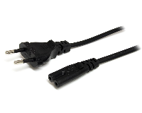 StarTech.com Cable de 2m de Alimentación para Portátiles, Enchufe UE a C7, 2,5A 250V, 18AWG, Cable de Repuesto para Portátiles, para Impresoras, Cable para Adaptador de Portátil, UL (PXT101NBEU) - cable de alimentación - Euroconector a IEC 60320 C7 - 1 m