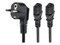 StarTech.com Cable de 2m de Alimentación en Y para Ordenador, 18AWG, EU Schuko a 2x C13, 10A 250V, Cable de Alimentación de CA de Repuesto, para Impresora, para Monitor, UL (PXT101YEU2M) - cable de alimentación - CEE 7/7 a IEC 60320 C13 - 2 m