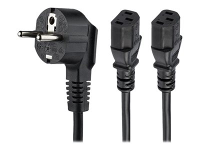  STARTECH.COM  Cable de 2m de Alimentación en Y para Ordenador, 18AWG, EU Schuko a 2x C13, 10A 250V, Cable de Alimentación de CA de Repuesto, para Impresora, para Monitor, UL (PXT101YEU2M) - cable de alimentación - CEE 7/7 a IEC 60320 C13 - 2 mPXT101YEU2M