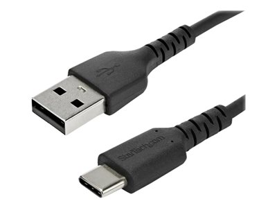  STARTECH.COM  Cable de 2m de Carga USB A a USB C - de Carga Rápida y Sincronización Rápida USB 2.0 a USB Tipo C - Revestimiento TPE de Fibra de Aramida M/M 3A Negro - S10, iPad Pro, Pixel (RUSB2AC2MB) - cable USB de tipo C - USB a USB-C - 2 mRUSB2AC2MB