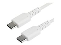 StarTech.com Cable de 2m de Carga USB C - de Carga Rápida y Sincronización USB 2.0 Tipo C a USB C para Portátiles - Revestimiento TPE de Fibra de Aramida M/M 60W Blanco - iPad Pro Surface (RUSB2AC2MW) - cable USB de tipo C - USB-C a USB-C - 2 m