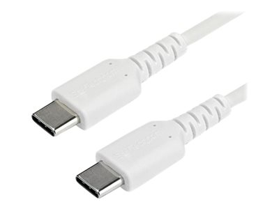  STARTECH.COM  Cable de 2m de Carga USB C - de Carga Rápida y Sincronización USB 2.0 Tipo C a USB C para Portátiles - Revestimiento TPE de Fibra de Aramida M/M 60W Blanco - iPad Pro Surface (RUSB2AC2MW) - cable USB de tipo C - USB-C a USB-C - 2 mRUSB2CC2MW