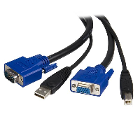 StarTech.com Cable de 3m KVM USB Universal 2 en 1 - cable para vídeo / USB - 3 m