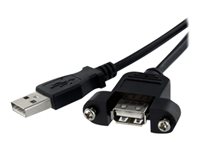 StarTech.com Cable de 91cm USB 2.0 Alta Velocidad para Montaje en Panel Empotrar - Macho a Hembra USB A - Extensor Alargador - Negro - cable alargador USB - USB a USB - 91.4 cm