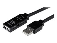 StarTech.com Cable de Extensión Alargador de 15m USB 2.0 Hi Speed Alta Velocidad Activo Amplificado - Macho a Hembra USB A - Negro - cable alargador USB - USB a USB - 15 m