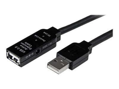  STARTECH.COM  Cable de Extensión Alargador de 15m USB 2.0 Hi Speed Alta Velocidad Activo Amplificado - Macho a Hembra USB A - Negro - cable alargador USB - USB a USB - 15 mUSB2AAEXT15M