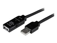 StarTech.com Cable de Extensión Alargador de 20m USB 2.0 Hi Speed Alta Velocidad Activo Amplificado - Macho a Hembra USB A - Negro - cable alargador USB - USB a USB - 20 m