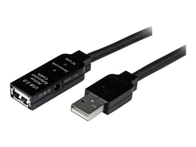  STARTECH.COM  Cable de Extensión Alargador de 20m USB 2.0 Hi Speed Alta Velocidad Activo Amplificado - Macho a Hembra USB A - Negro - cable alargador USB - USB a USB - 20 mUSB2AAEXT20M
