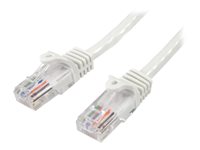 StarTech.com - Cable de Red de 0,5m Blanco Cat5e Ethernet RJ45 sin Enganches - Latiguillo Snagless - cable de interconexión - 50 cm - blanco