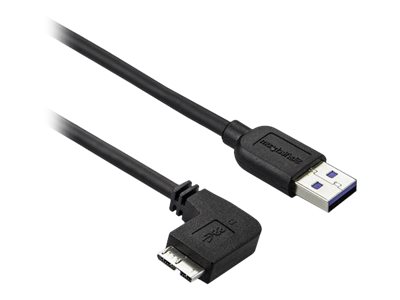  STARTECH.COM  Cable delgado de 1m Micro USB 3.0 Super Speed acodado a la izquierda a USB A - cable USB - Micro-USB tipo B a USB Tipo A - 1 mUSB3AU1MLS