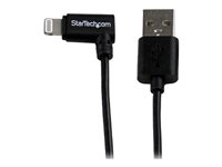 StarTech.com Cable Lightning de 8 Pin Acodado a la Derecha de 2m Cargador Sincronizador USB 2.0 para Apple iPod iPhone iPad - Negro - Cable Lightning - Lightning / USB - 2 m