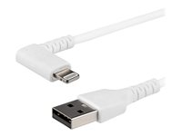 StarTech.com Cable Resistente USB-A a Lightning 1 m Acodado Derecho Blanco - Cable USB Tipo A a Lightning con Aramida MFi (RUSBCLTMM1MWR) - Cable Lightning - Lightning / USB - 1 m