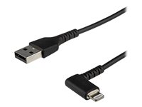 StarTech.com Cable Resistente USB-A a Lightning 1 m Acodado Derecho Negro - Cable USB Tipo A a Lightning con Aramida - MFi (RUSBCLTMM1MBR) - Cable Lightning - Lightning / USB - 1 m