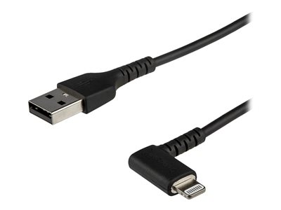  STARTECH.COM  Cable Resistente USB-A a Lightning 1 m Acodado Derecho Negro - Cable USB Tipo A a Lightning con Aramida - MFi (RUSBCLTMM1MBR) - Cable Lightning - Lightning / USB - 1 mRUSBLTMM1MBR
