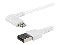 StarTech.com Cable Resistente USB-A a Lightning Acodado a la Derecha de 2 m Blanco - Cable USB A a Lightning - Aramida MFi (RUSBCLTMM2MWR) - Cable Lightning - Lightning / USB - 2 m