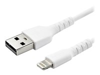 StarTech.com Cable Resistente USB-A a Lightning de 1 m Blanco - Cable USB Tipo A a Lightning con Fibra de Aramida - MFi (RUSBCLTMM1M) - Cable Lightning - Lightning / USB - 1 m