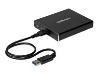 StarTech.com Caja de Dos Bahías M.2 NGFF - USB 3.1 (10Gbps) - RAID - Caja Externa USB -C y USB-C de Aluminio - matriz de almacenamiento flash