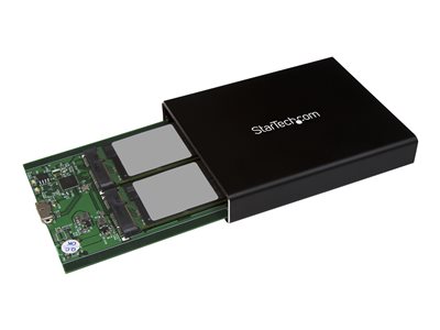  STARTECH.COM  Caja de Dos Bahías mSATA - USB 3.1 (10Gbps) - RAID - Caja Externa USB -C y USB-C de Aluminio - matriz de almacenamiento flashSMS2BU31C3R