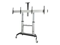 StarTech.com Carrito para Dos TV de 37 a 60 Pulgadas - hasta 50kg cada uno - Soporte VESA Móvil para Dos TV - con Estantes para Equipos - Soporte con Ruedas para TV - Soporte Rodante (STNDMTVDUO) - carrito - para 2 monitores/monitores curvados