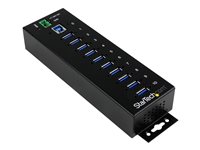 StarTech.com Concentrador Industrial USB 3.0 de 10 Puertos - Hub Ladrón con protección de descargas y Montaje en Carril DIN - hub - 10 puertos