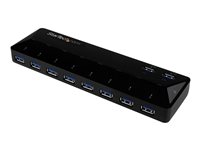 StarTech.com Concentrador USB 3.0 de 10 Puertos - Ladrón con Puertos de Carga y Sincronización - Hub con 2 Puertos de 1,5A - interruptor para compartir periférico USB - 10 puertos