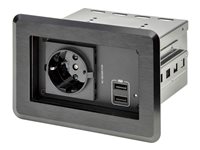 StarTech.com Conference Table Power Center with 1x CE Certified Schuko AC Outlet & 2x USB BC 1.2, Recessed In-Table/Desk Power Strip/Charging Station for Meeting Room/Boardroom/Lab Bench - Charging Station Hub (KITBZPOWEU) - banda de potencia