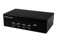 StarTech.com Conmutador KVM de 4 puertos con VGA doble y concentrador USB 2.0 de 2 puertos - Switch KVM con Hub USB y Audio - conmutador KVM / audio / USB - 4 puertos