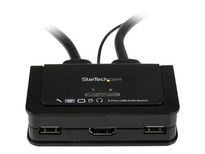  STARTECH.COM  Conmutador Switch KVM 2 puertos HDMI USB Audio Mini Jack con Cables Integrados Sin Alimentación Externa - 1080p - conmutador KVM / audio - 2 puertosSV211HDUA