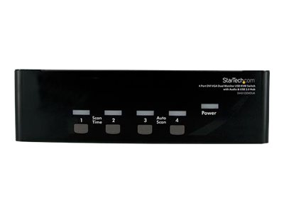  STARTECH.COM  Conmutador Switch KVM 4 Ordenadores 2 Monitores Duales DVI VGA Audio puertos USB 1920x1440 - DVI-I HD15 USB A Mini-Jack 3,5mm - conmutador KVM / audio / USB - 4 puertosSV431DDVDUA