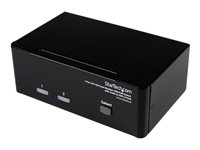 StarTech.com Conmutador Switch KVM de 2 Puertos Doble Monitor DVI VGA Audio 4 puertos USB 1920x1200 - DVI-I  USB A Mini-Jack 3,5mm HD15 - conmutador KVM / audio / USB - 2 puertos