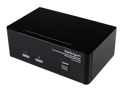  STARTECH.COM  Conmutador Switch KVM de 2 Puertos Doble Monitor DVI VGA Audio 4 puertos USB 1920x1200 - DVI-I  USB A Mini-Jack 3,5mm HD15 - conmutador KVM / audio / USB - 2 puertosSV231DDVDUA
