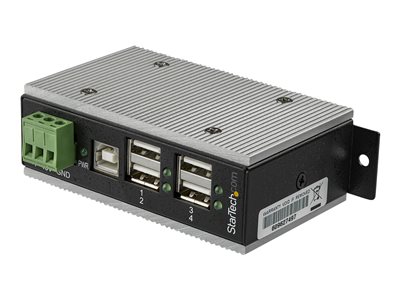  STARTECH.COM  Hub Concentrador Ladrón USB 2.0 de 4 Puertos Industrial - Con protección de 15kV contra Descargas - de Montaje en Carril DIN - hub - 4 puertos - Conforme a la TAAHB20A4AME