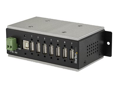  STARTECH.COM  Hub Concentrador Ladrón USB 2.0 de 7 Puertos Industrial - Con protección de 15kV contra Descargas - de Montaje en Carril DIN - hub - 7 puertos - Conforme a la TAAHB20A7AME